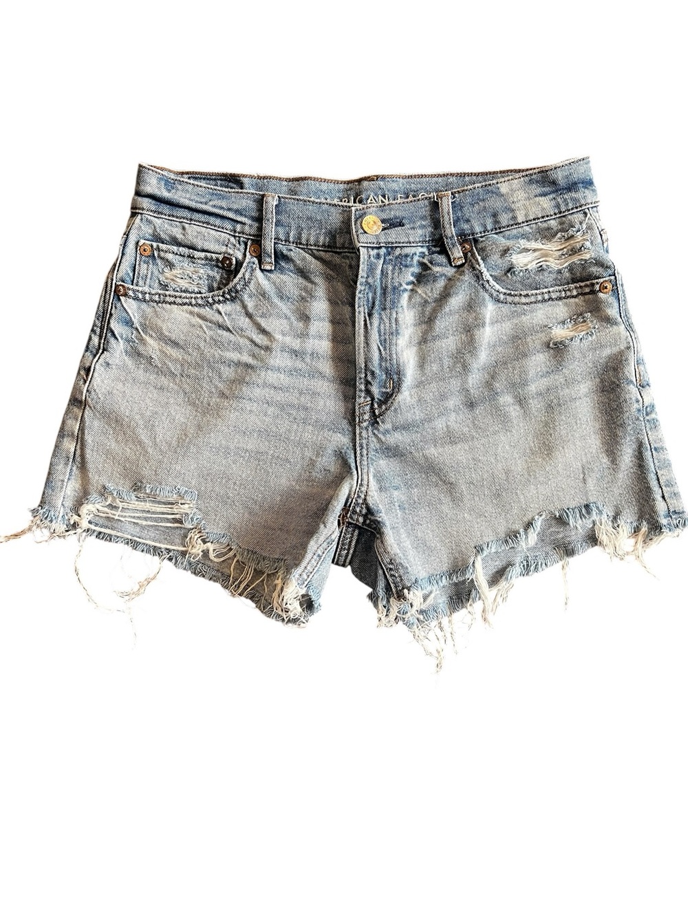 American Eagle Outfitters Strigid Light Wash Distressed Denim Shorts